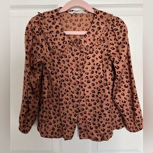 H&M Animal Print Ruffle Blouse